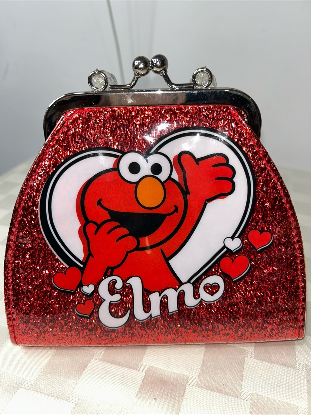Vintage Elmo/Sesame Street Glitter Kiss-Lock Purse from Seaworld/Busch Gardens